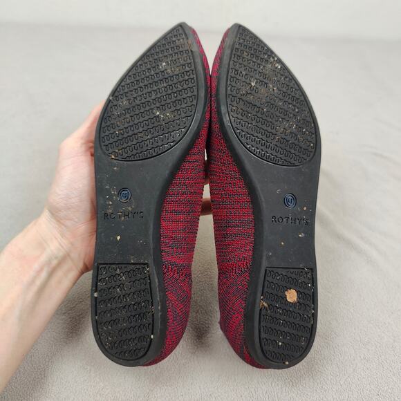 Rothy's The‎ Point Flat Womens 6 Crimson Heather Red Blue Halo Slip On Shoes - Picture 9 of 11